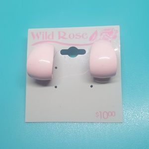 Wild rose pink oval hoop clip earrings